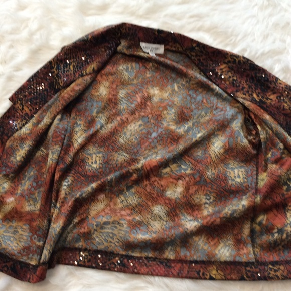 Miss Dorby vintage women’s size 12 open top collar sequin snake print pattern - Picture 7 of 8